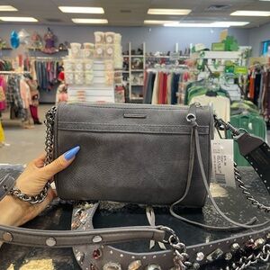 Rebecca Minkoff Dark Gray Pebbled Leather Chain Crossbody